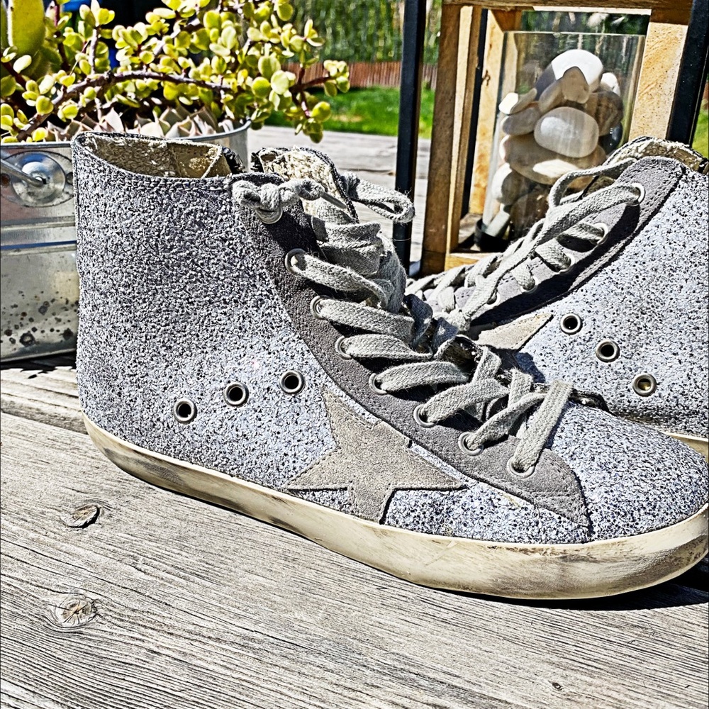 GOLDEN GOOSE GLITTER GREY SILVER FRANCYS EUC 38 - Picture 4 of 17